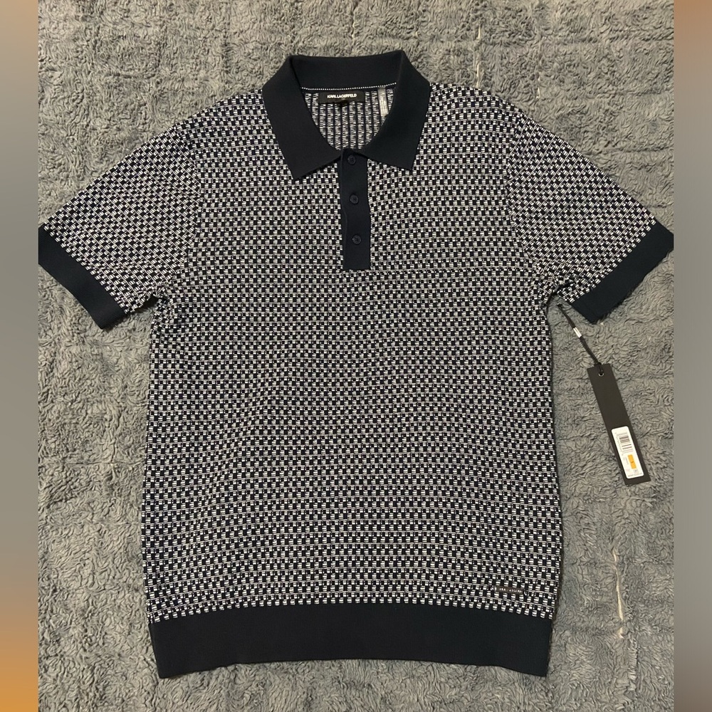 Karl Lagerfeld Black and White Polo Shirt